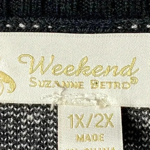 WEEKEND BY SUZANNE BETRO SIZE 1X/2X BLACK WHITE LONG BUTTON FRONT CARDIGAN - Picture 4 of 16